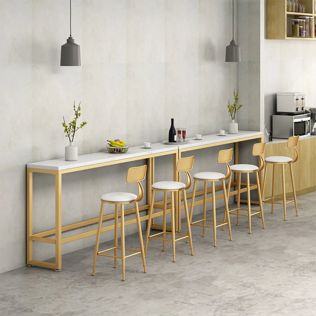 Elegant Faux Marble Bar Table Set with Upholstered Chairs
