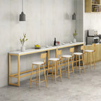 Elegant Faux Marble Bar Table Set with Upholstered Chairs