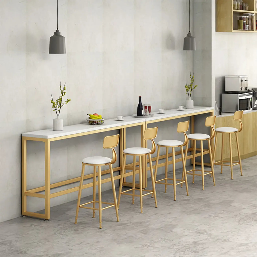 Elegant Faux Marble Bar Table Set with Upholstered Chairs