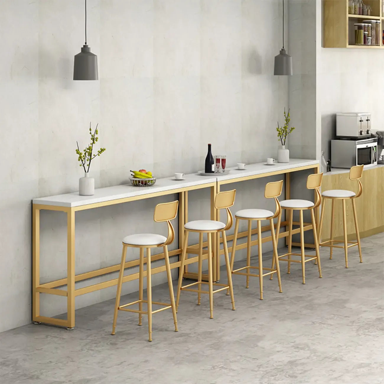 Elegant Faux Marble Bar Table Set with Upholstered Chairs