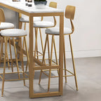 Elegant Faux Marble Bar Table Set with Upholstered Chairs