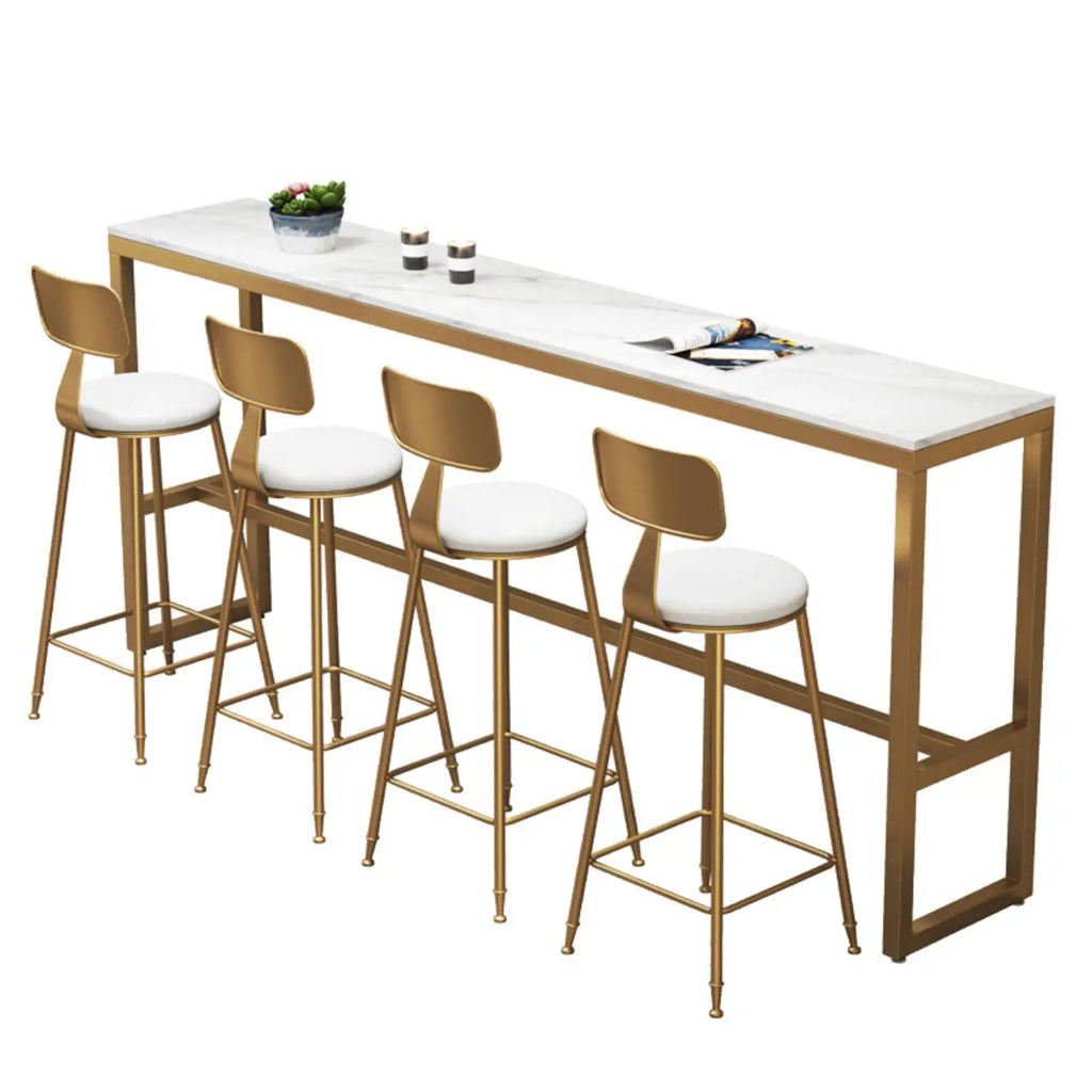 Glamorous Faux Marble Pub Table with Gold Footest for Dining