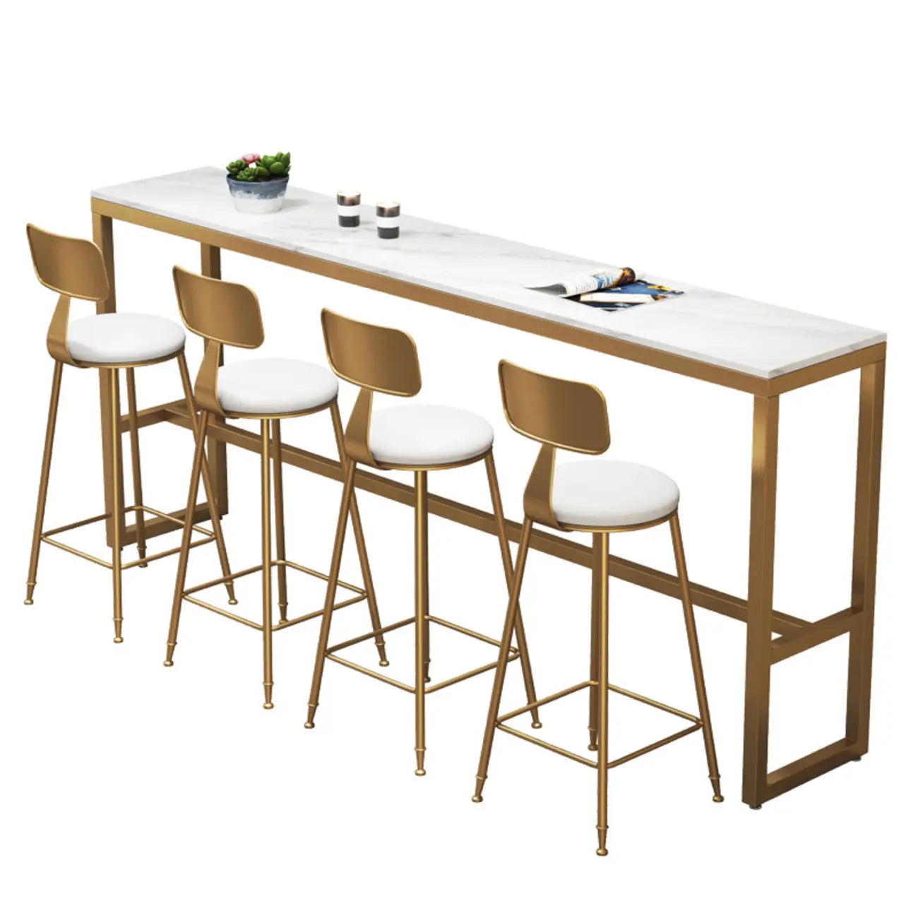 Glamorous Faux Marble Pub Table with Gold Footest for Dining