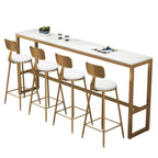 Elegant Faux Marble Bar Table Set with Upholstered Chairs