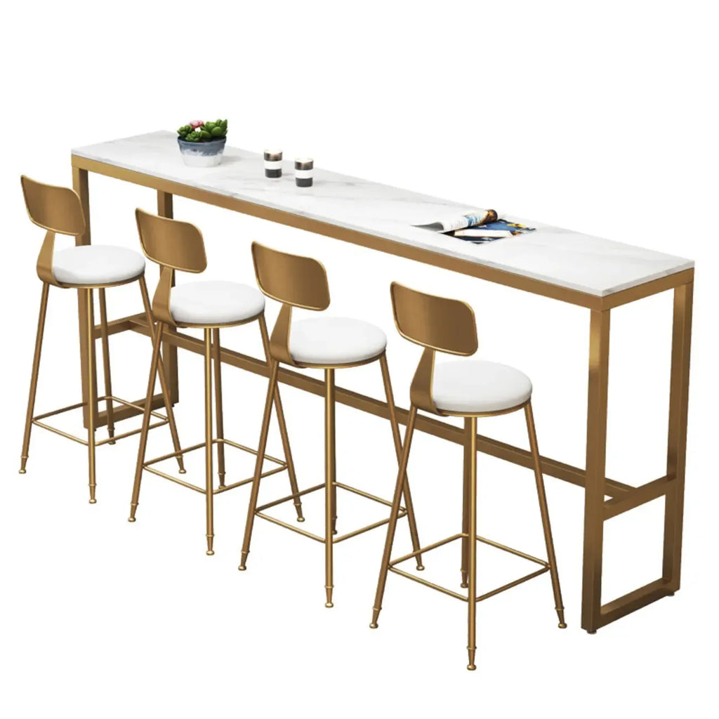 Glamorous Faux Marble Pub Table with Gold Footest for Dining