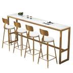 Elegant Faux Marble Bar Table Set with Upholstered Chairs
