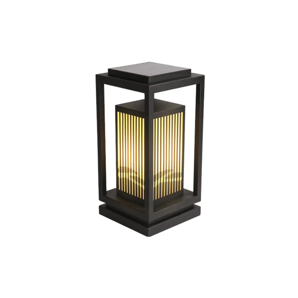 Black Vertical Rectangle Solar Outdoor Post Lights