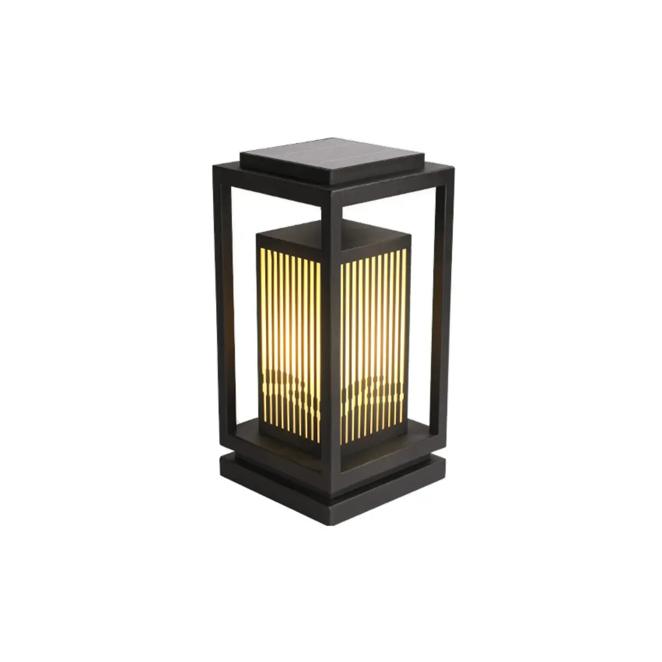 Black Vertical Rectangle Solar Outdoor Post Lights