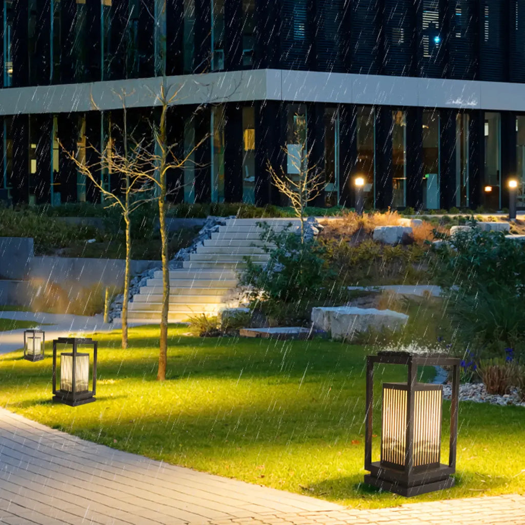 Black Vertical Rectangle Solar Outdoor Post Lights