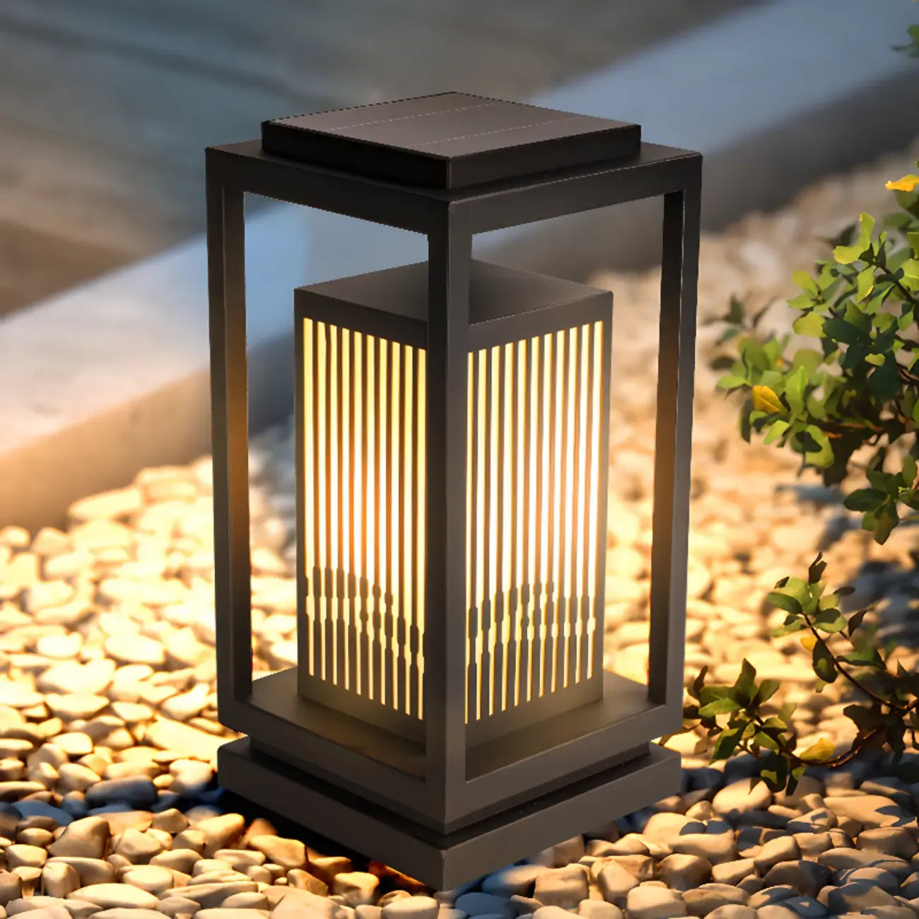 Black Vertical Rectangle Solar Outdoor Post Lights