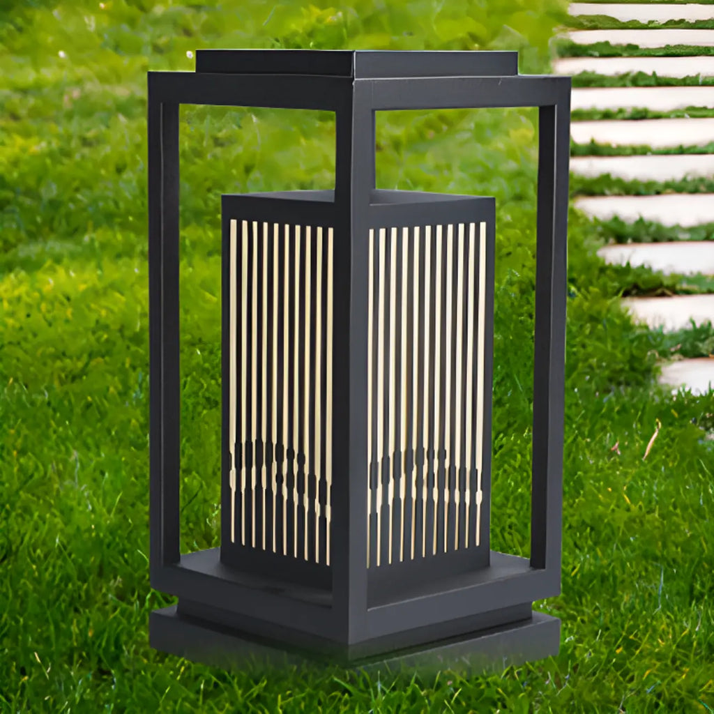 Black Vertical Rectangle Solar Outdoor Post Lights