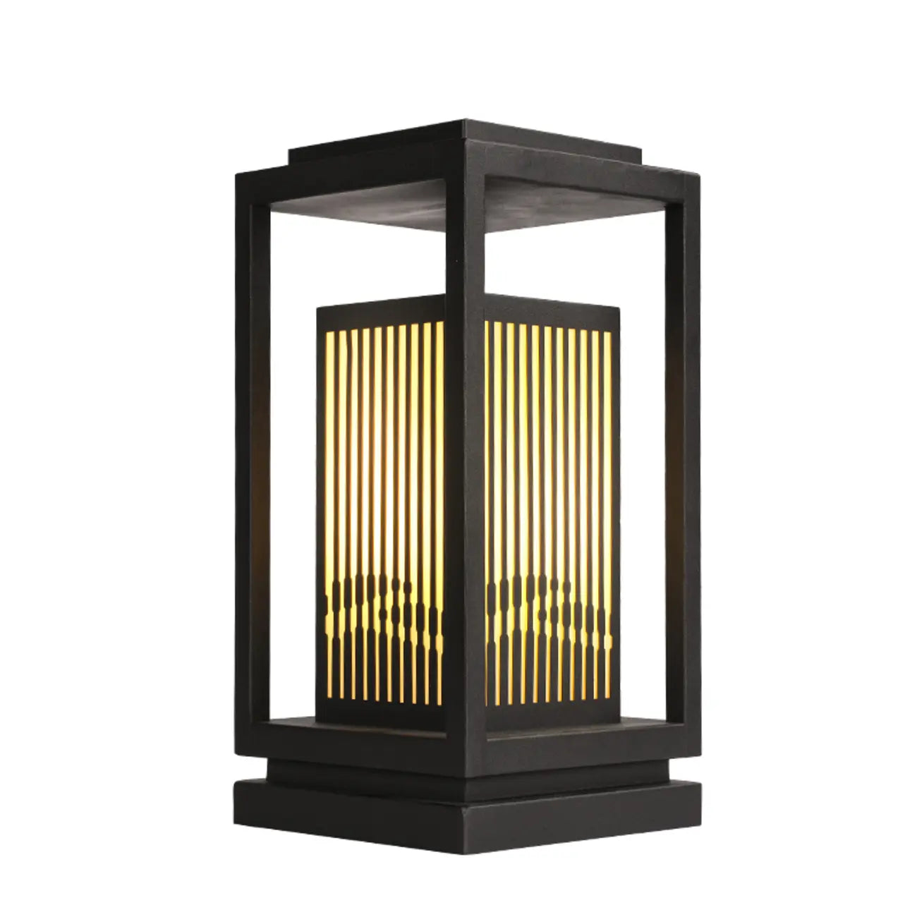 Black Vertical Rectangle Solar Outdoor Post Lights