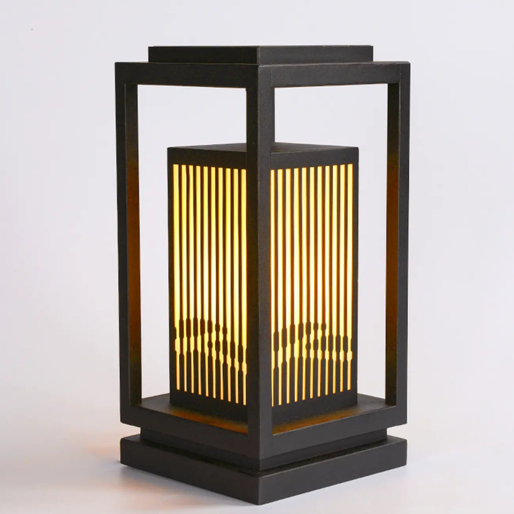 Black Vertical Rectangle Solar Outdoor Post Lights