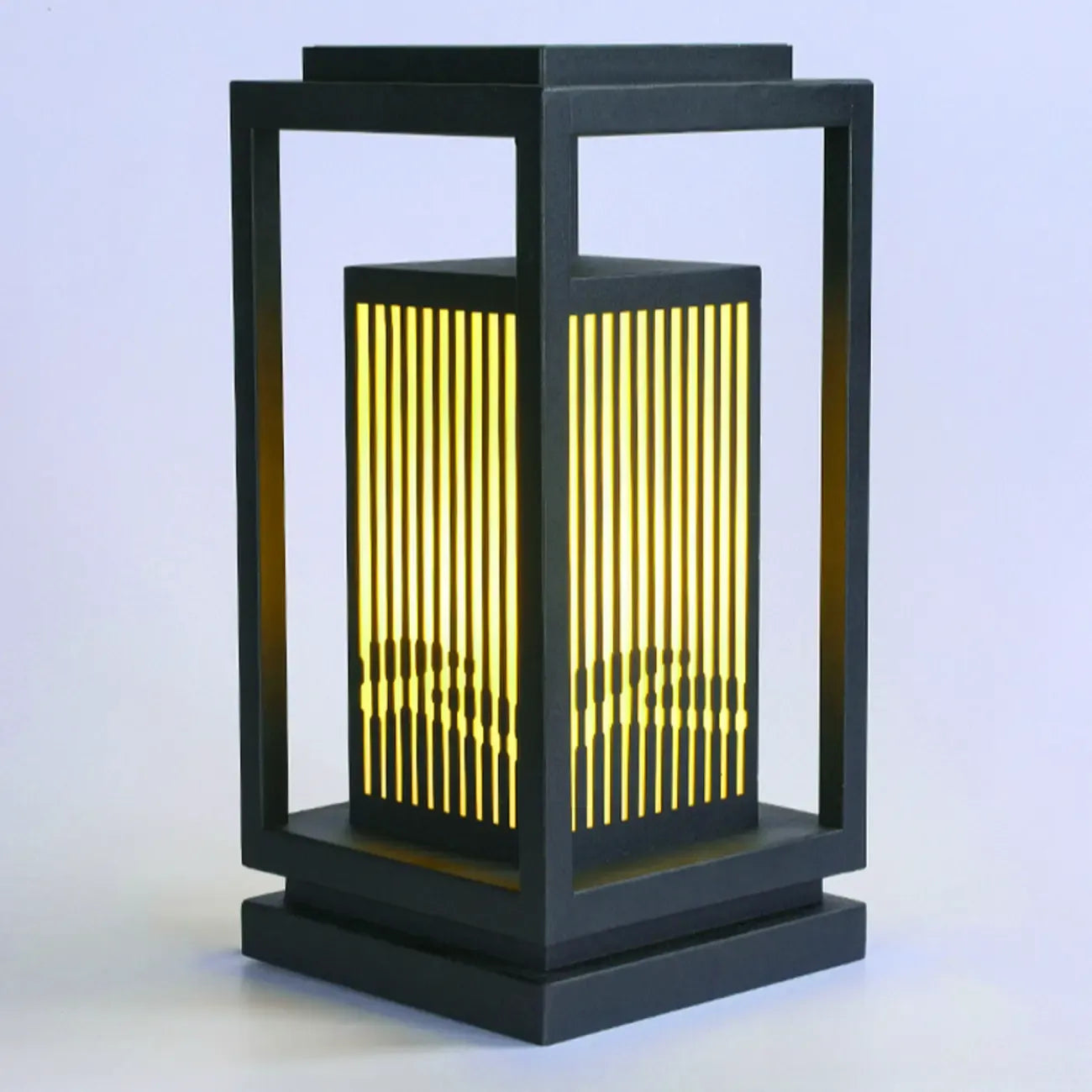 Black Vertical Rectangle Solar Outdoor Post Lights