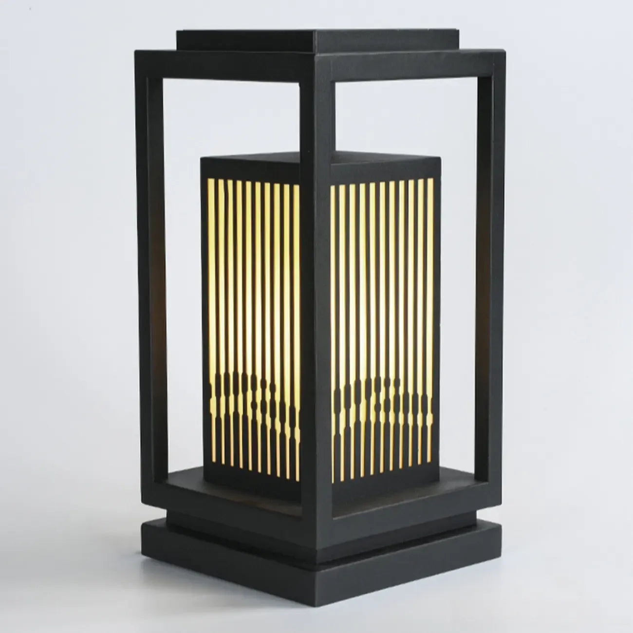 Black Vertical Rectangle Solar Outdoor Post Lights