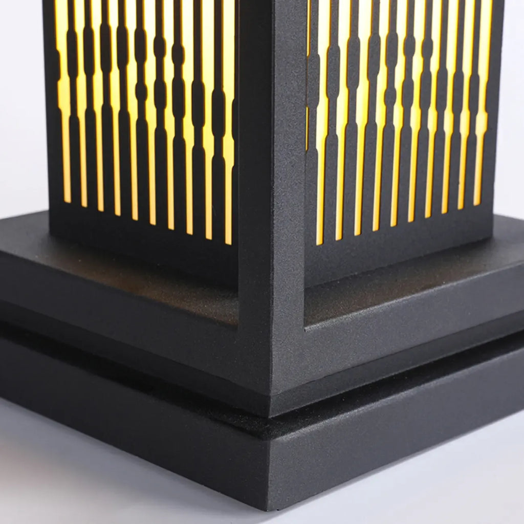 Black Vertical Rectangle Solar Outdoor Post Lights