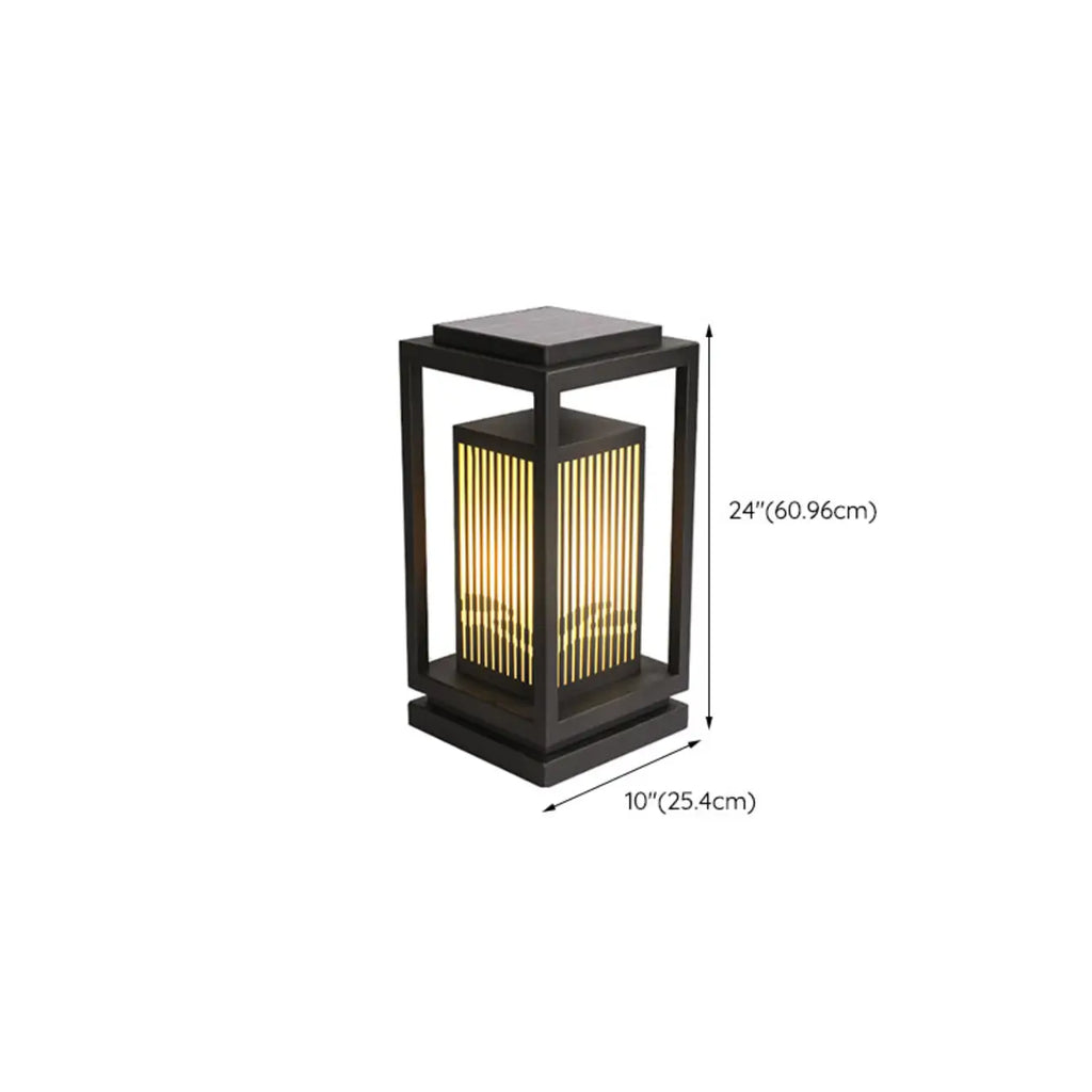 Black Vertical Rectangle Solar Outdoor Post Lights
