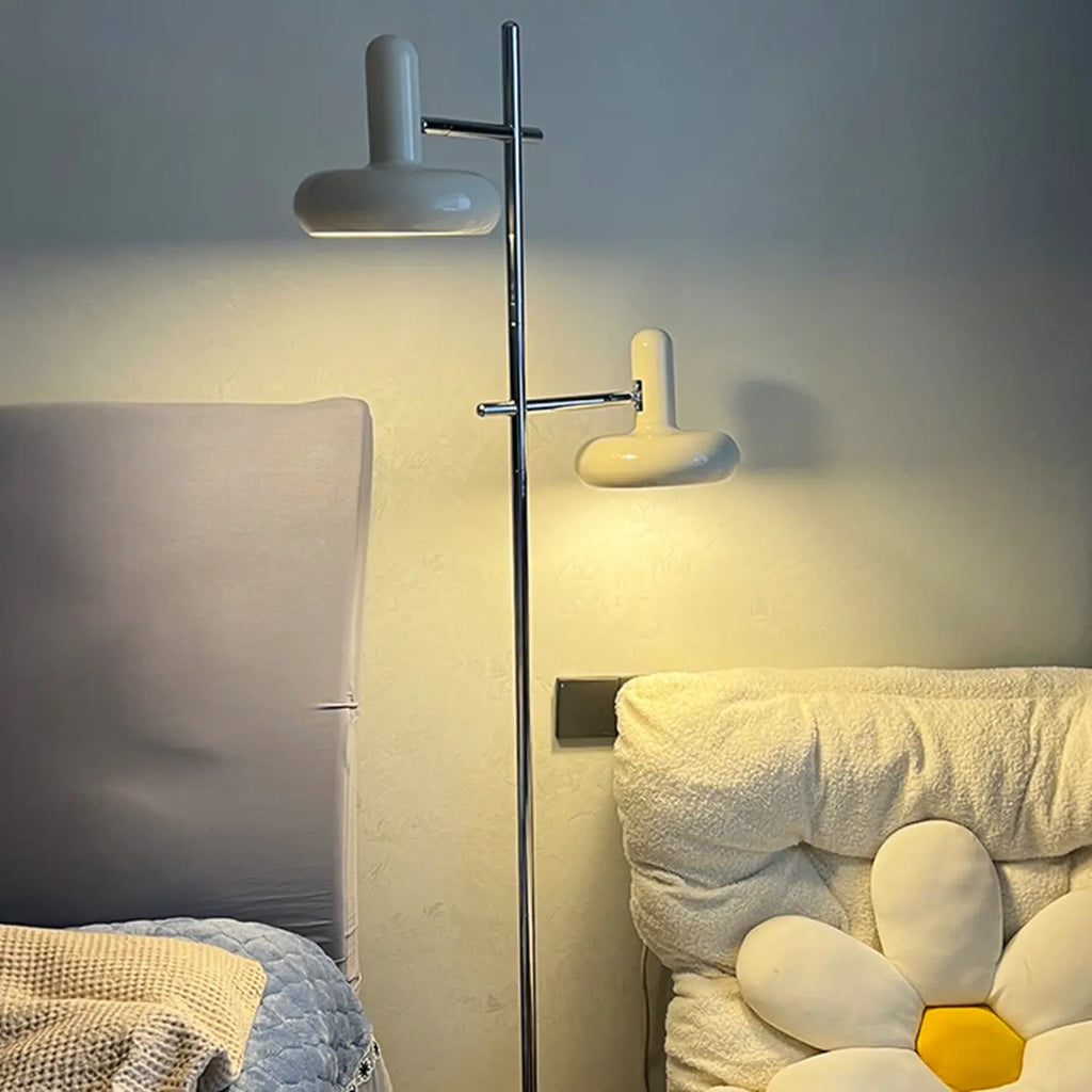 Modern Plug-In Dual-Head Chrome Floor Lamp with 2-Lights