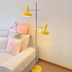 Modern Plug-In Dual-Head Chrome Floor Lamp with 2-Lights