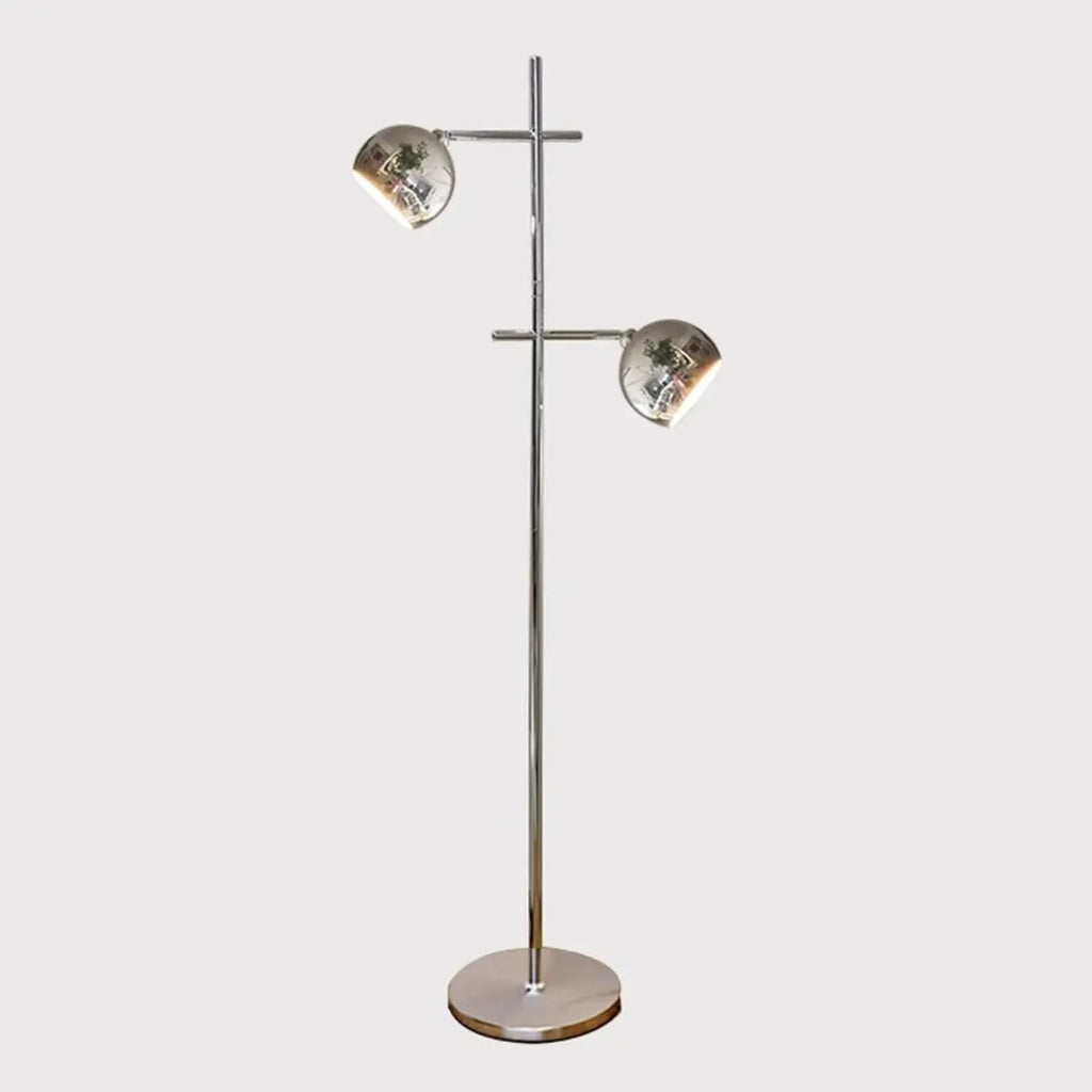 Modern Plug-In Dual-Head Chrome Floor Lamp with 2-Lights