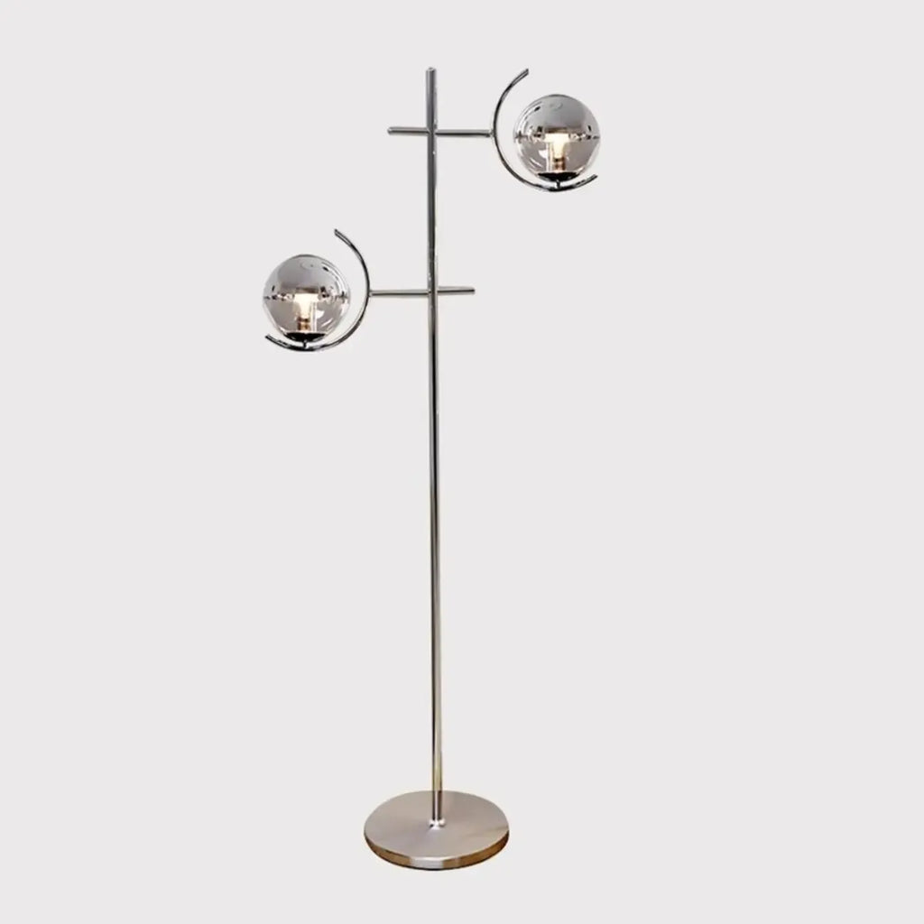 Modern Plug-In Dual-Head Chrome Floor Lamp with 2-Lights