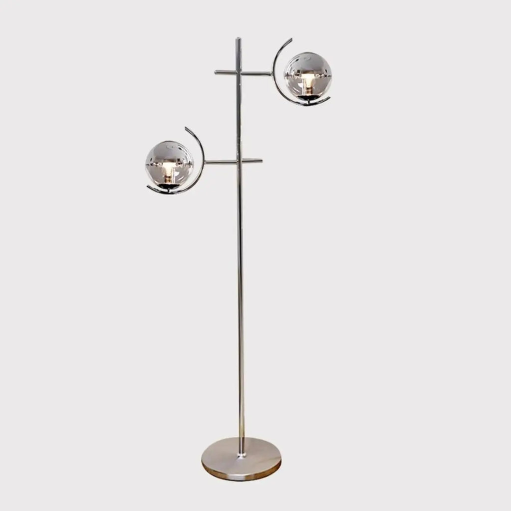 Modern Plug-In Dual-Head Chrome Floor Lamp with 2-Lights