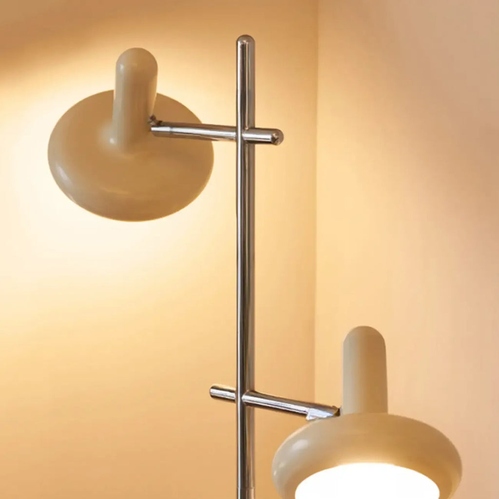 Modern Plug-In Dual-Head Chrome Floor Lamp with 2-Lights
