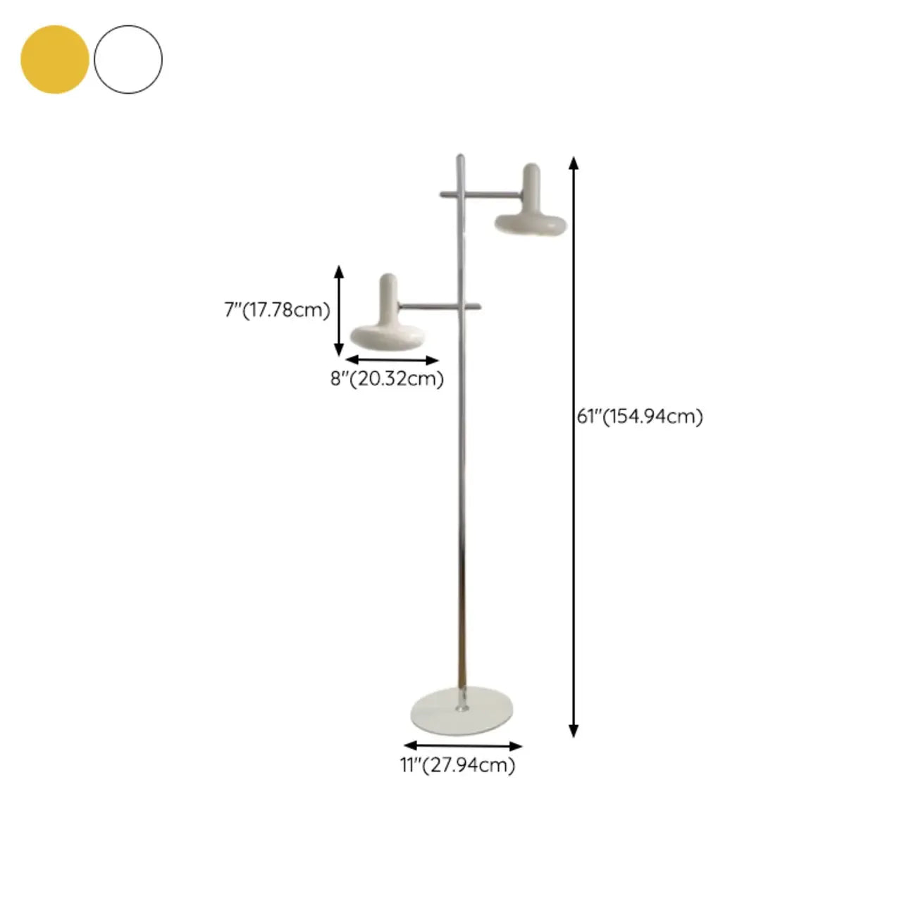 Modern Plug-In Dual-Head Chrome Floor Lamp with 2-Lights