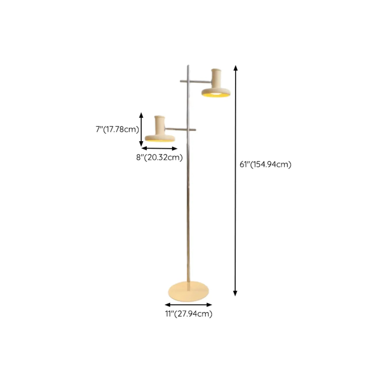 Modern Plug-In Dual-Head Chrome Floor Lamp with 2-Lights