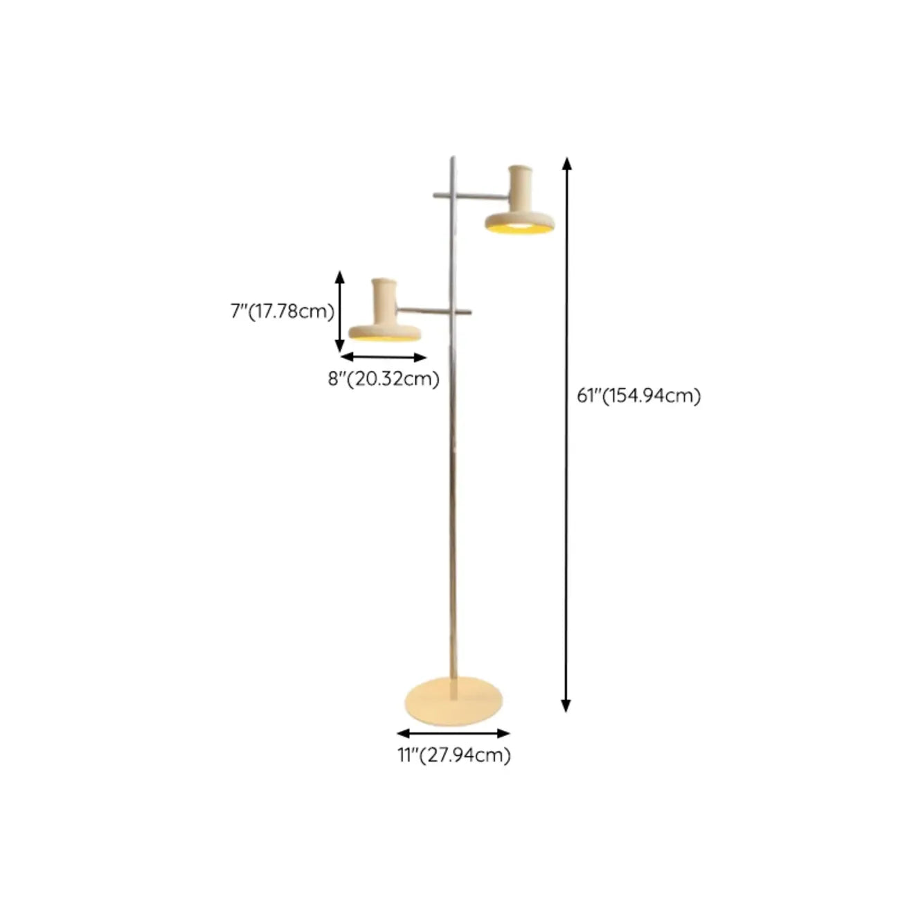 Modern Plug-In Dual-Head Chrome Floor Lamp with 2-Lights