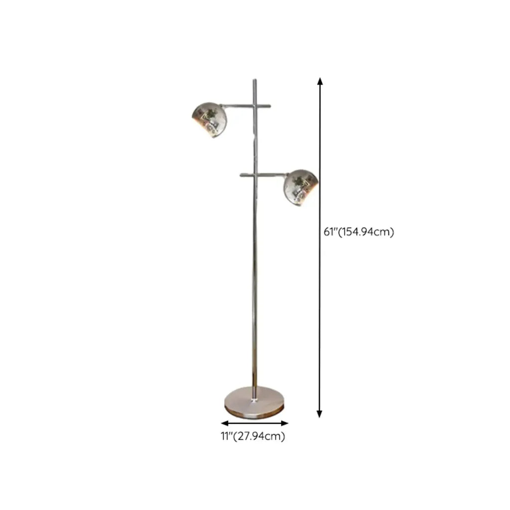 Modern Plug-In Dual-Head Chrome Floor Lamp with 2-Lights