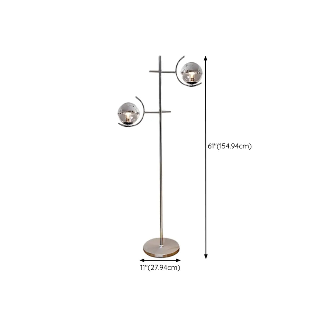 Modern Plug-In Dual-Head Chrome Floor Lamp with 2-Lights