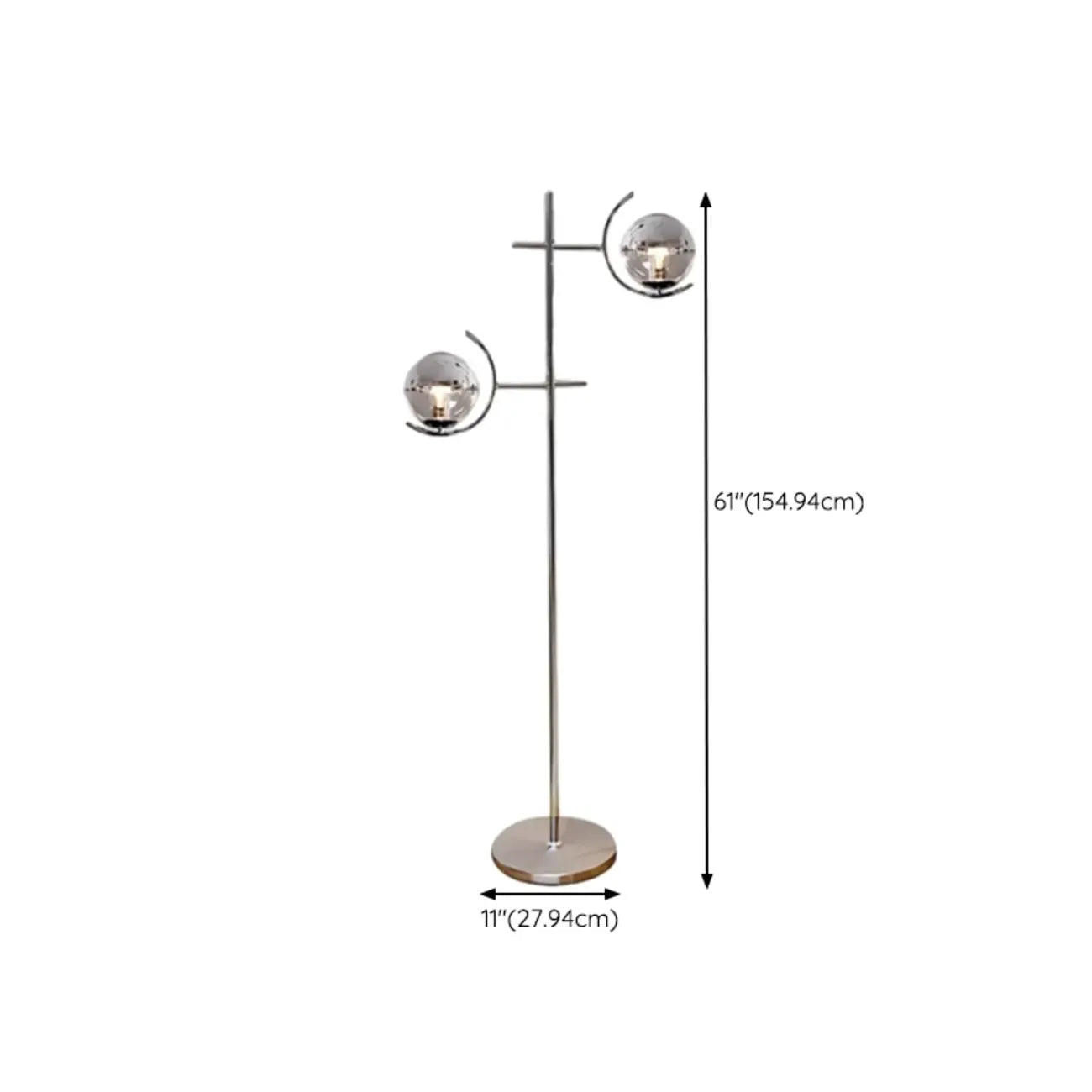 Modern Plug-In Dual-Head Chrome Floor Lamp with 2-Lights