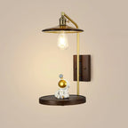 Contemporary Walnut Brass Cone Wall Mounted Light Fixture