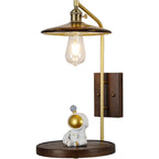 Contemporary Walnut Brass Cone Wall Mounted Light Fixture
