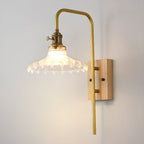 Contemporary Walnut Brass Cone Wall Mounted Light Fixture