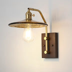 Contemporary Walnut Brass Cone Wall Mounted Light Fixture