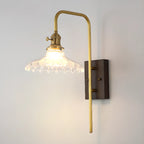 Contemporary Walnut Brass Cone Wall Mounted Light Fixture