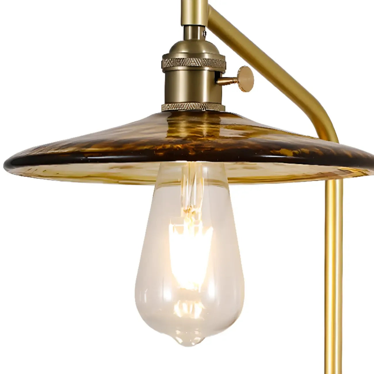 Contemporary Walnut Brass Cone Wall Mounted Light Fixture