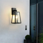 Classic Black Metal and Glass Lantern Wall Sconce Light