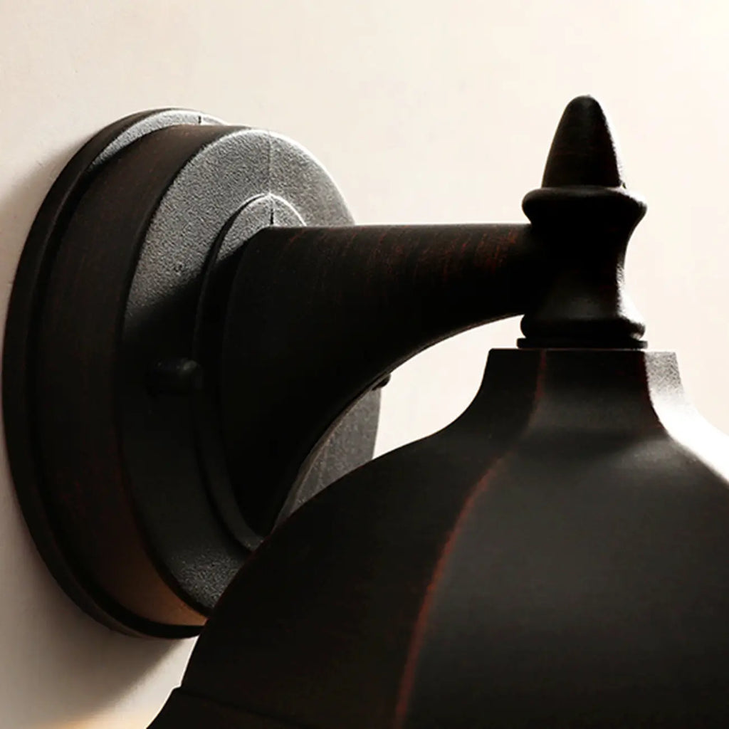 Classic Black Metal and Glass Lantern Wall Sconce Light