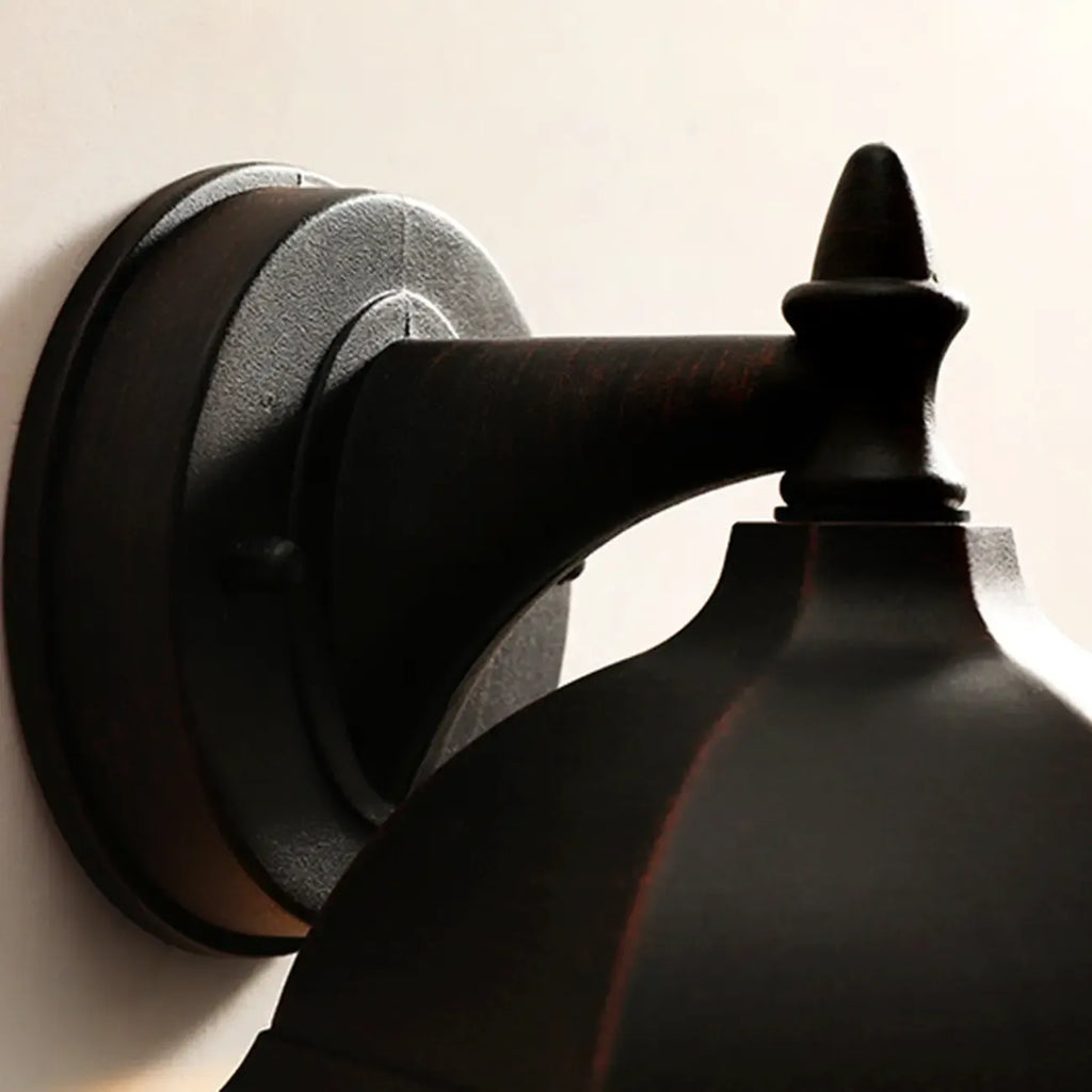Classic Black Metal and Glass Lantern Wall Sconce Light