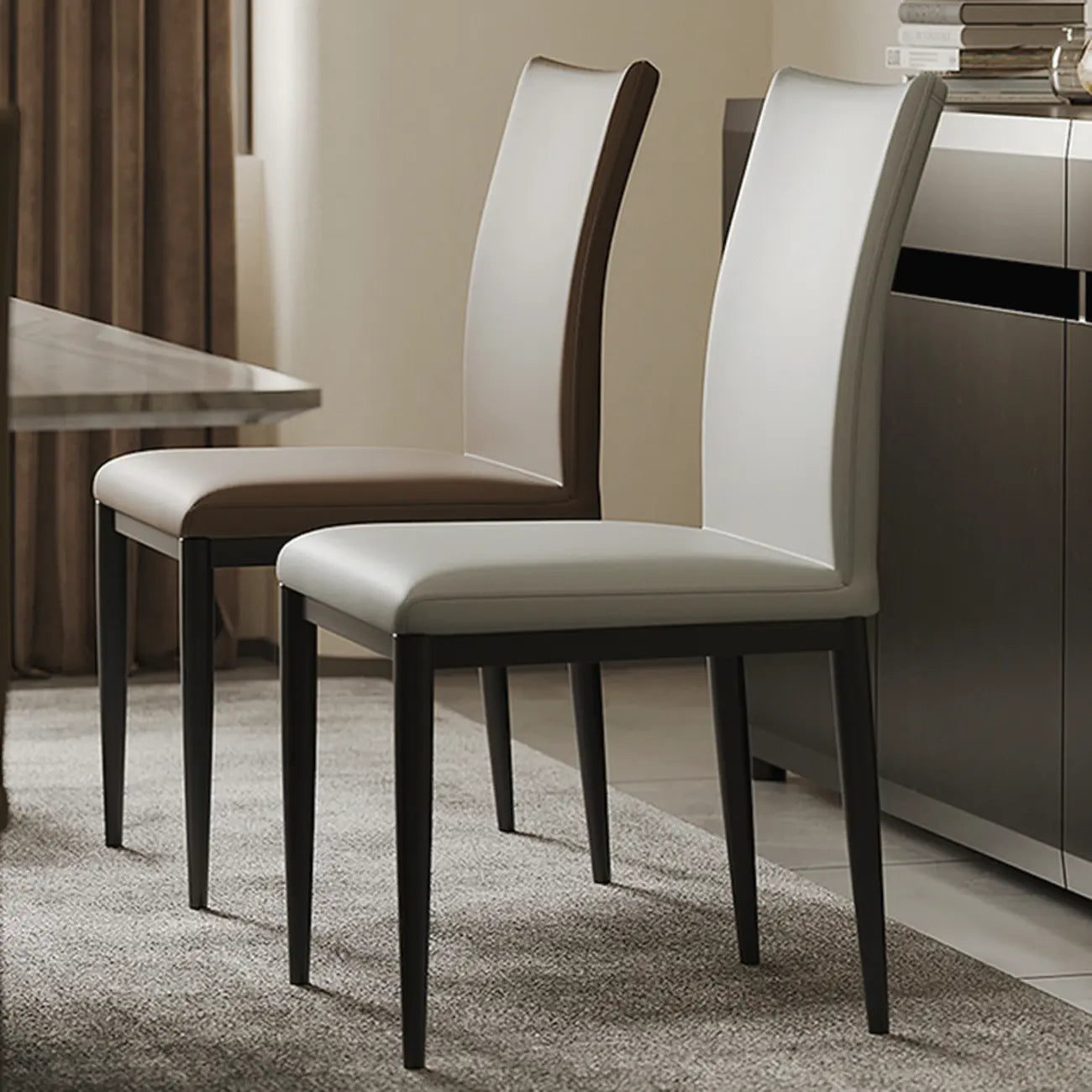 Modern Faux Leather Upholstered Solid Back Dining Chair