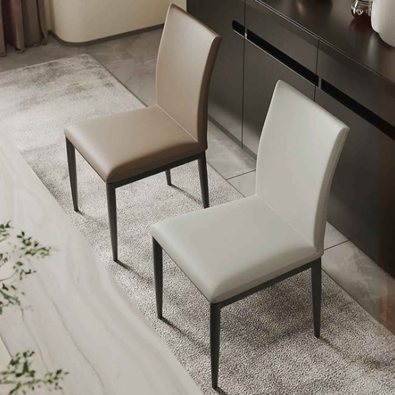 Modern Faux Leather Upholstered Solid Back Dining Chair