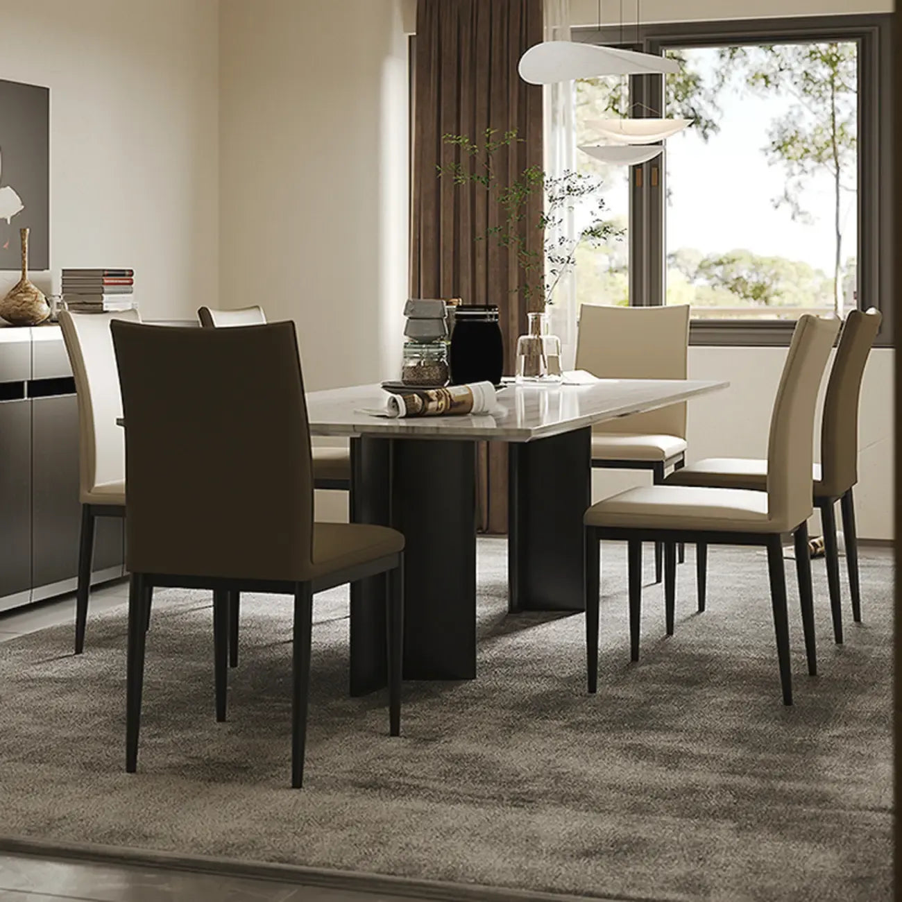 Modern Faux Leather Upholstered Solid Back Dining Chair