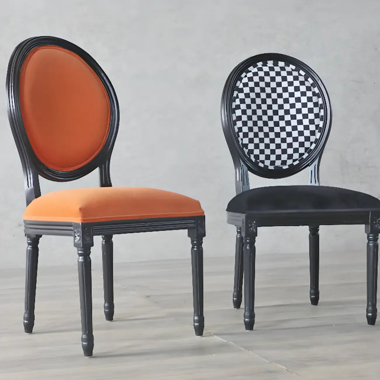 Vintage Dining Chair Faux Leather Upholstery with Back