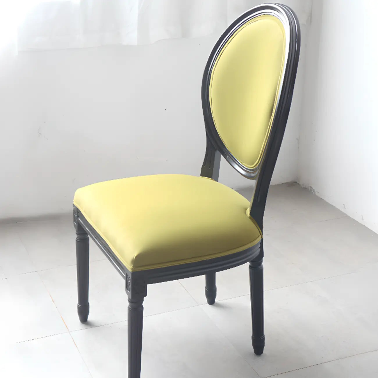 Vintage Dining Chair Faux Leather Upholstery with Back