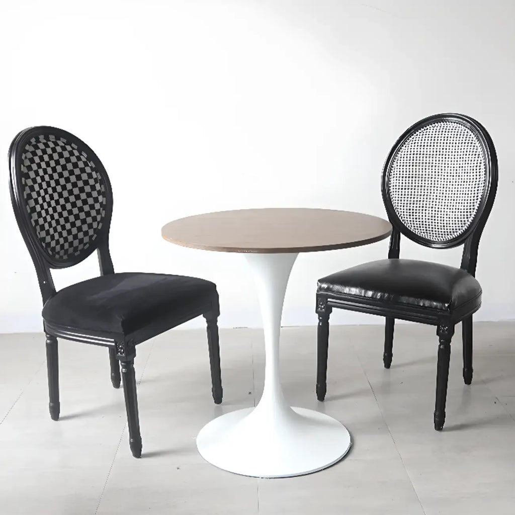Vintage Dining Chair Faux Leather Upholstery with Back