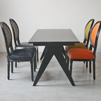 Vintage Dining Chair Faux Leather Upholstery with Back