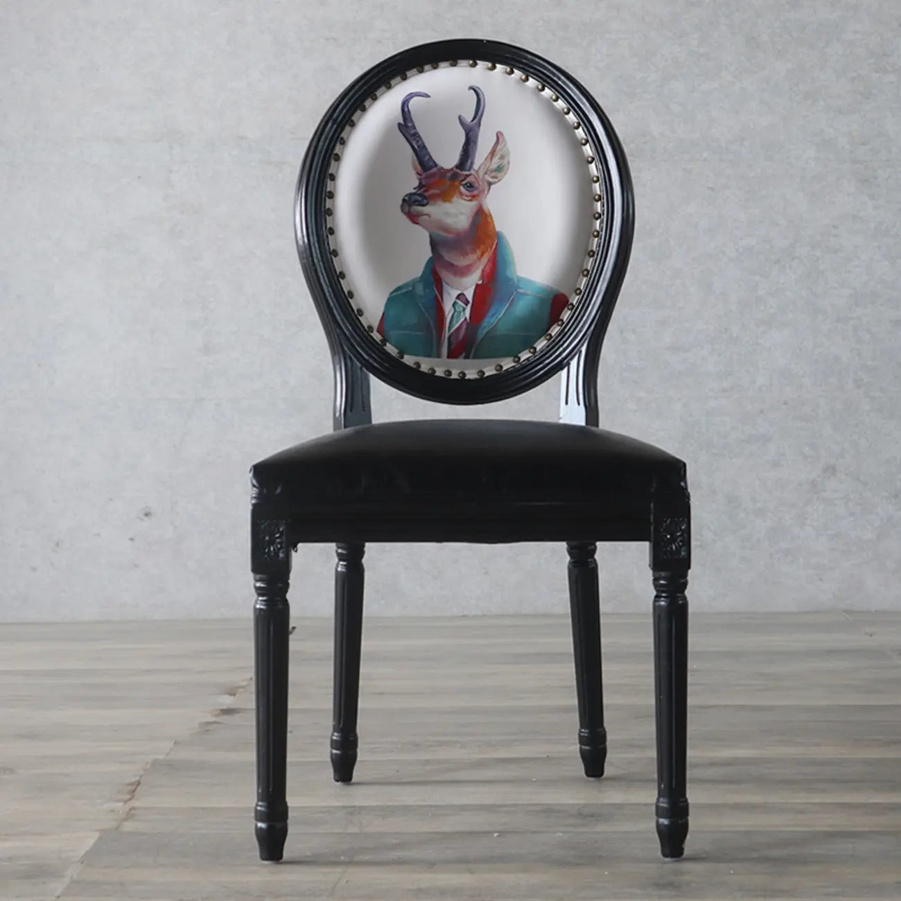 Vintage Dining Chair Faux Leather Upholstery with Back